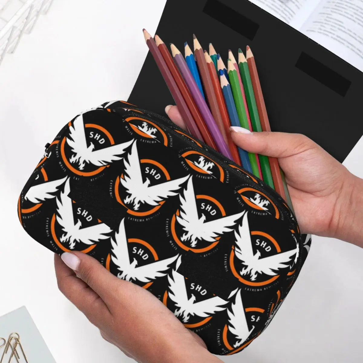 The Division 2 Shd Pencil Cases Pencil Pouch Hard Shell Leather Big Capacity Pen Box Pencil Bag for Studen School