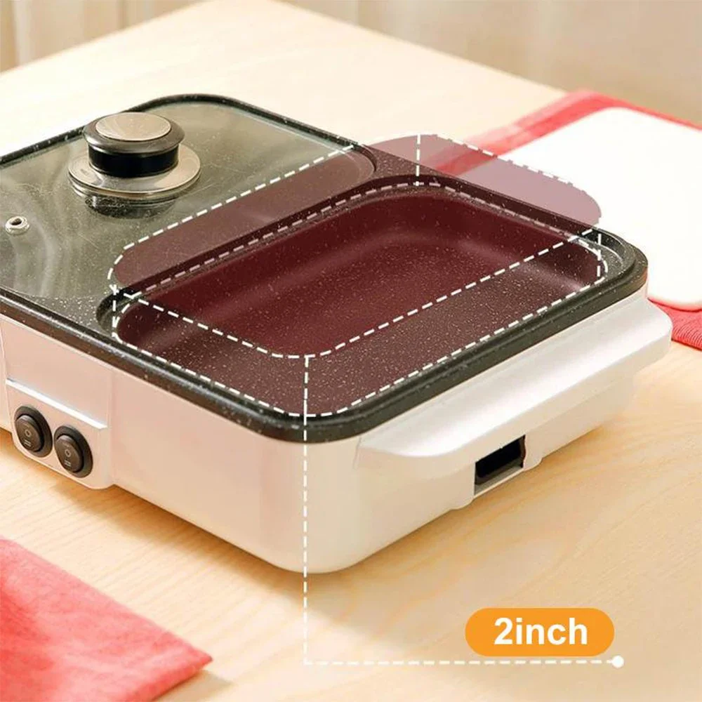 110V/220V 1200W 2 IN 1  Hot Pot Cooker BBQ Grill Multicooker  BBQ Grill Non Stick Plate Barbecue Pan Cooking Pot