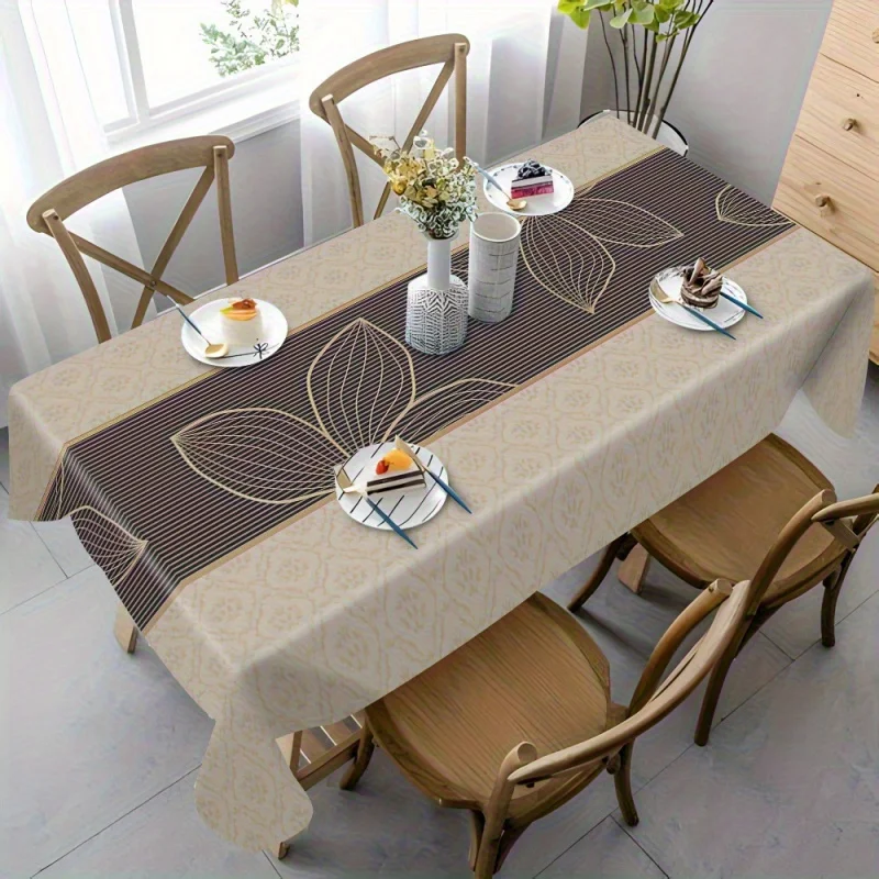 VIKAMA Light Luxury Geometric Leaf Pattern Tablecloth Modern Simple Household Table Decoration Tablecloth