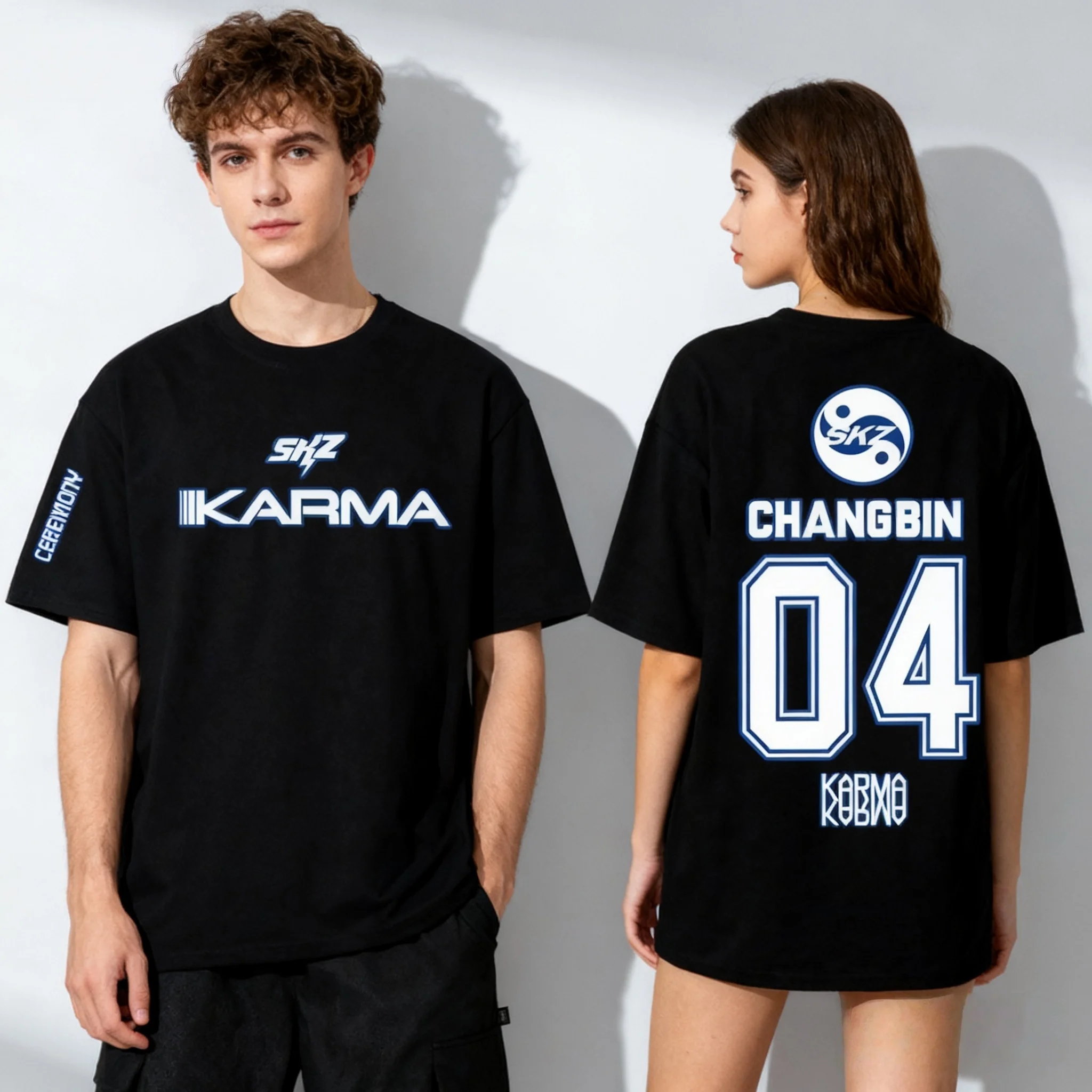 2025 جديد KPOP كارما تي شيرت كبير الحجم بأكمام قصيرة للرجال والنساء Harajuku تي شيرت بنمط جمالي عتيق ملابس الشارع