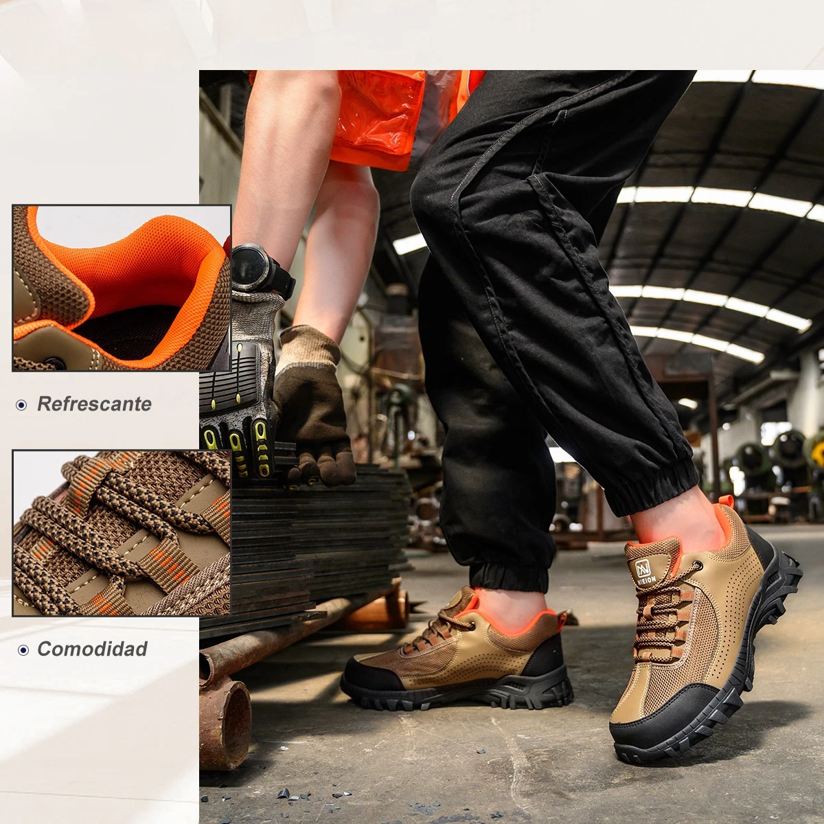 Zapatos de seguridad con punta de acero para hombre, calzado de trabajo Industrial, ANTIPERFORACIONES, con protección