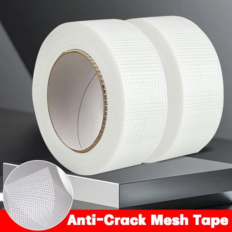 

30M Striped Fiber Tape Glass Fiber Self-adhesive Mesh Wall Cement Board Crack Repair Mesh Seam Tape Carton Fixed Packing Tape