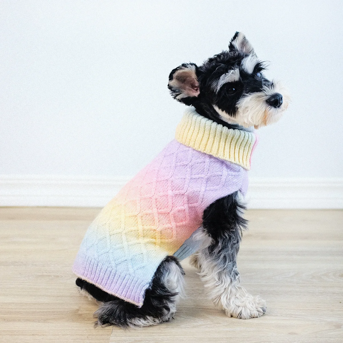 2023 New Rainbow Colorful Dog Clothes Knitted Pets Dogs Clothing Chihuahua Puppy Pet Clothes for Small Medium Dog Coat Sweater