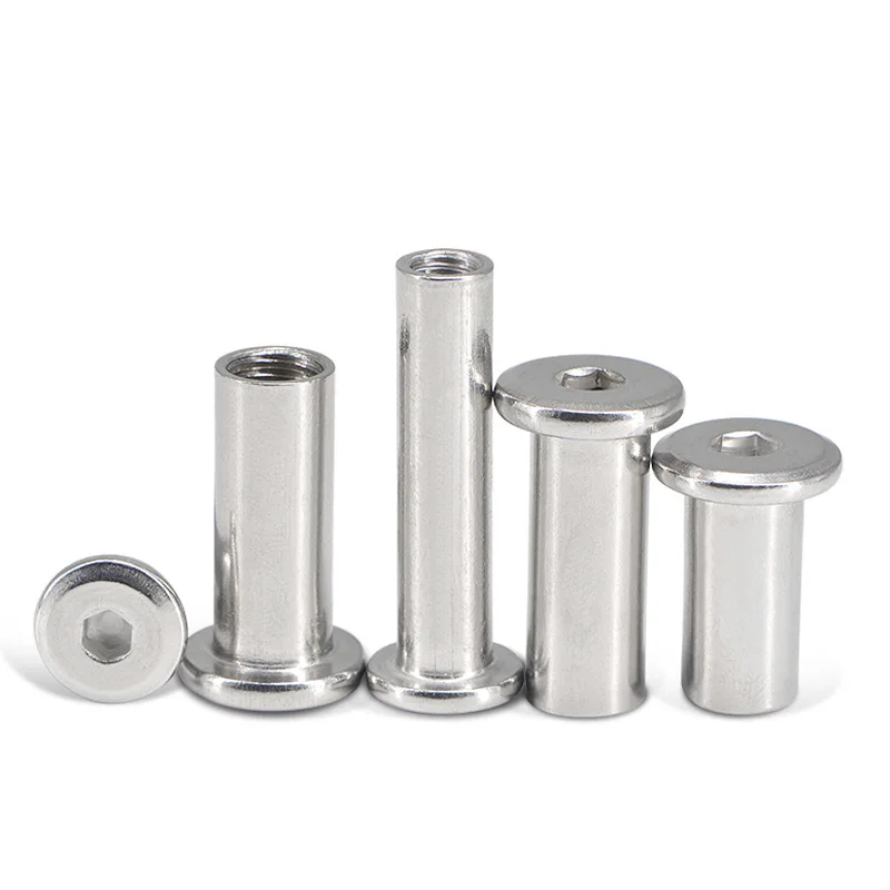 10pcs/lot  M3 M4 M5 M6 M8 Stainless Steel Flat Hex Hexagon Socket Head Furniture Rivet Connector Insert Joint Sleeve Cap Nut