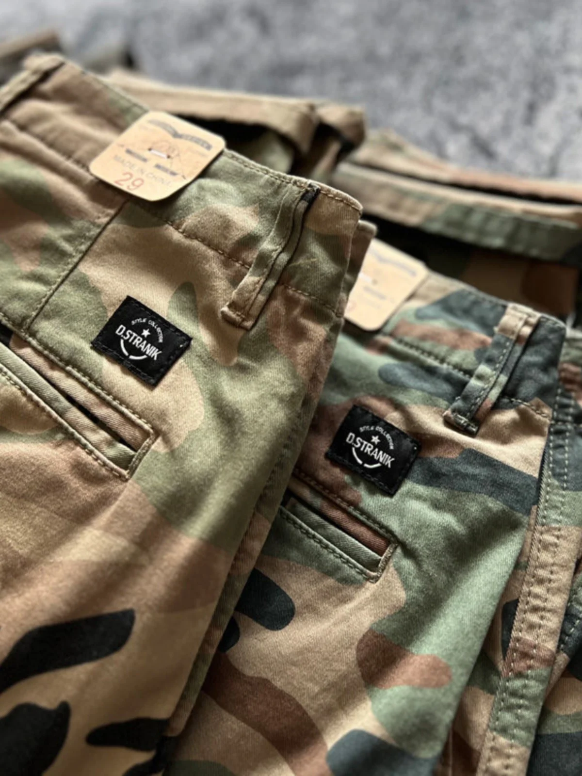 IT Ins السراويل العمل المموهة للرجال الأمريكية الرجعية الوزن الثقيل القطن الخالص Waed فضفاض مستقيم عارضة السراويل #3