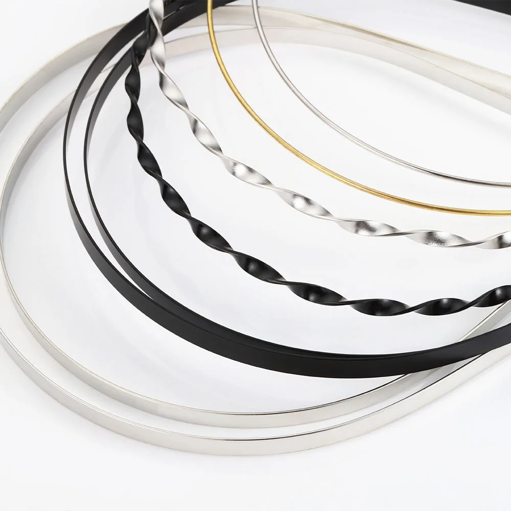 5pcs/lot Metal Rhodium Black Color Head Hoop Band Round Headband Hair Band for Women Girl Headwear Jewelry Making Accessories