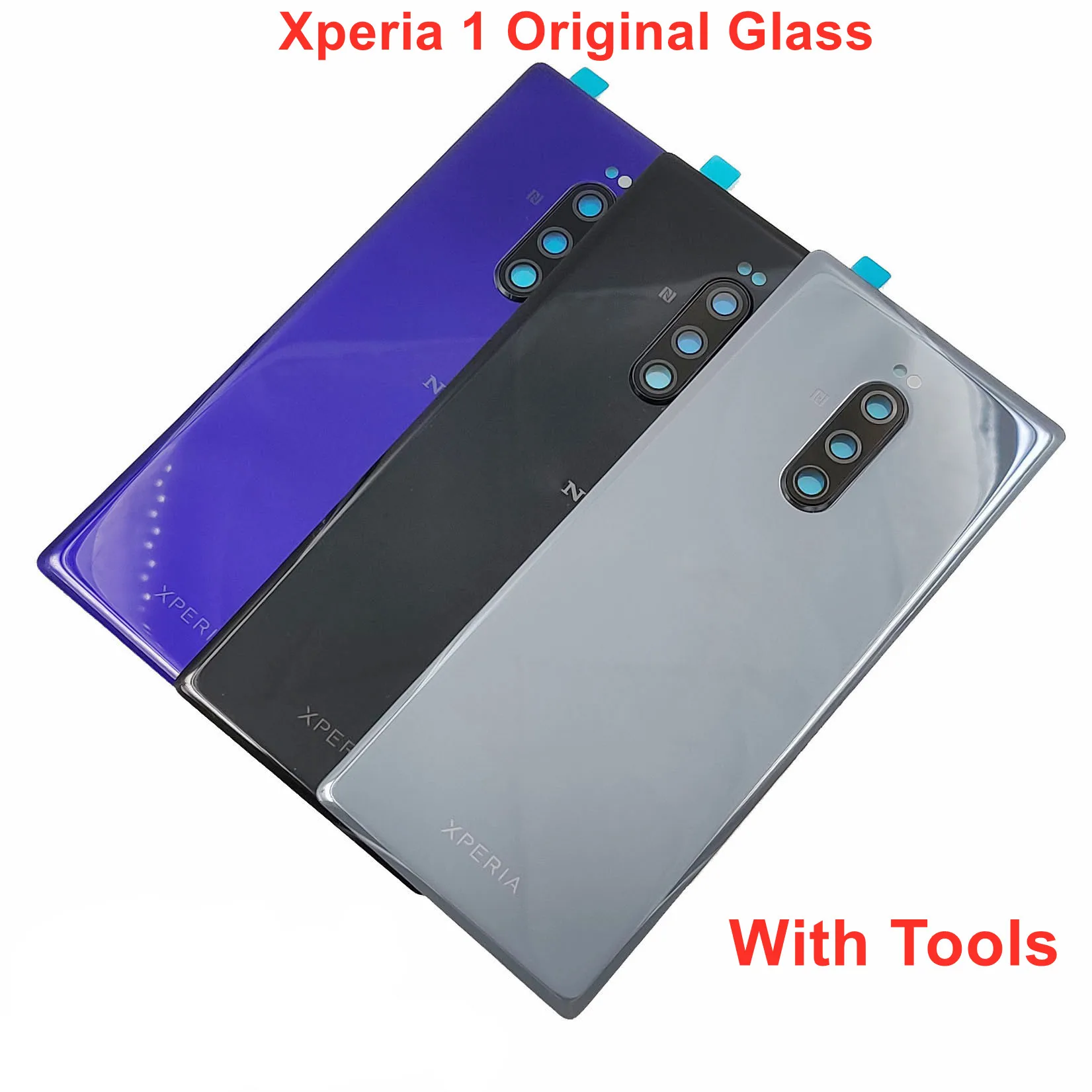 

Gorilla Glass For Sony Xperia 1 100% Original New Battery Cover Hard Back Door Rear Housing Panel + Camera lens Sticker Replace