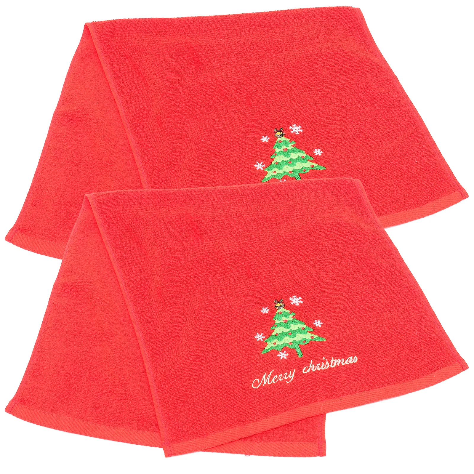 2 قطعة منشفة اليد الصغيرة الحمراء لعيد الميلاد، مناشف حمام عيد الميلاد، مطرزة بشكل إبداعي لطيف