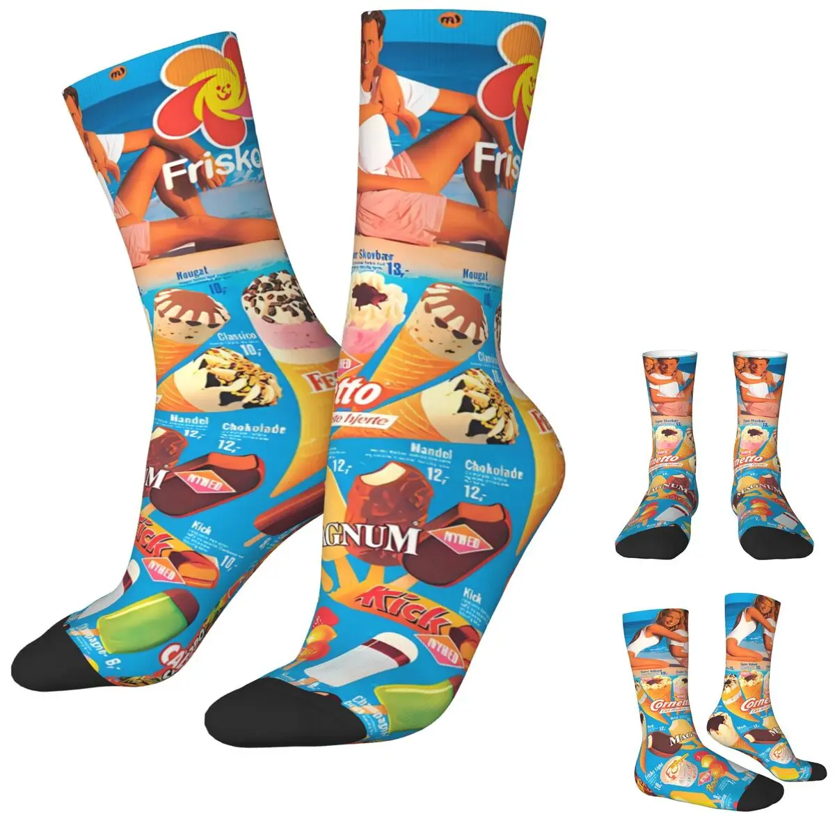 Summer Ice Cream Stockings Printed Elegant Socks Winter Non-Slip Socks Men's Outdoor Sports Breathable Socks