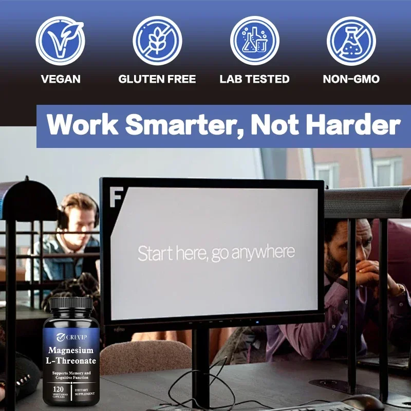 

Magnesium L-Threonate Capsules 2,000 Mg - Helps Sleep and Cognitive Function, for Bone Health, Muscle Relaxation, Anxiety Relief