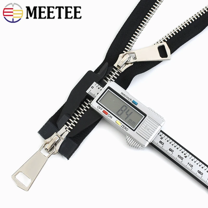 1Pc 10# Double Sliders Metal Zippers for Sewing Black Zipper Coat Jackets Zips DIY Repair Kits Accessories Tools