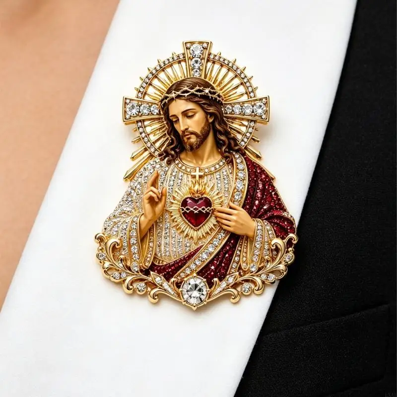 Devotional Lapel Brooch Pin Gold-Tone Design for Jacket Front Wear