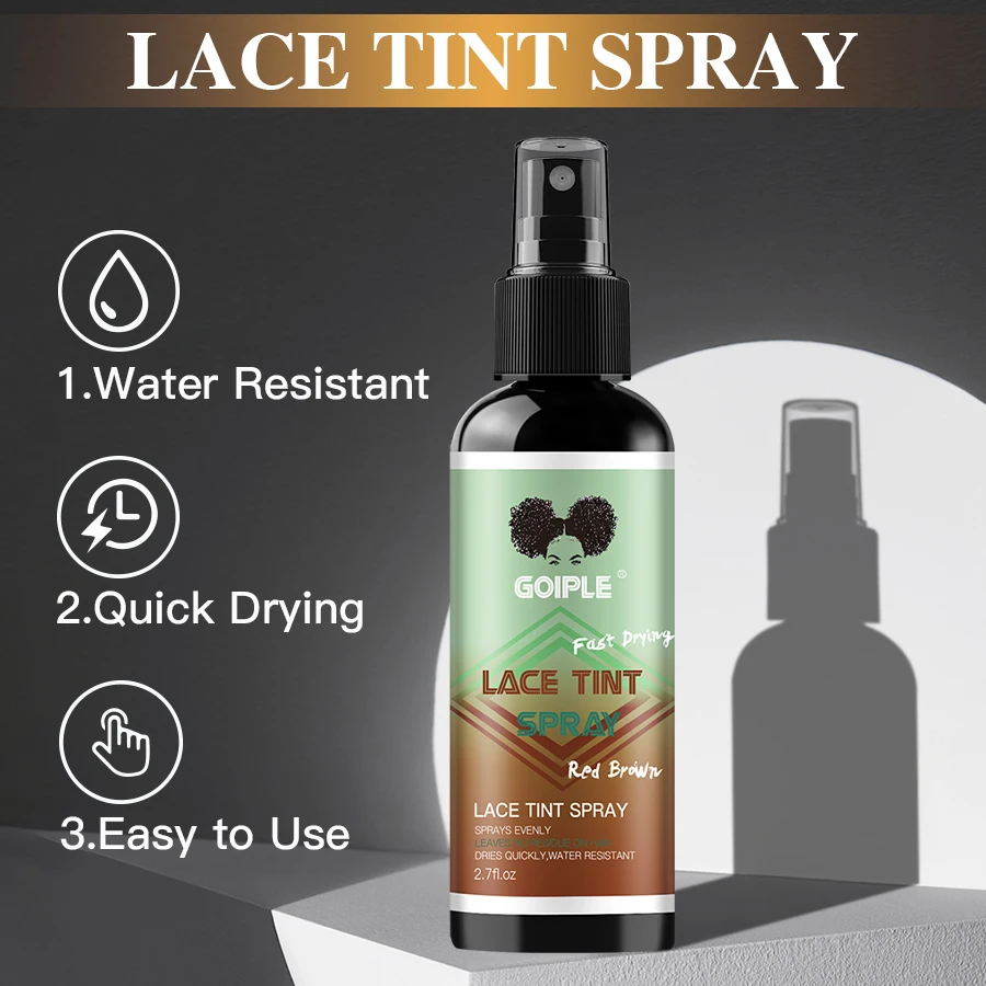 GOIPLE Peluca de encaje tinte en aerosol Mousse teñido sin grasa y suave cera para el cabello Control de cera con borde flyaway y diadema con cepillo 5 uds