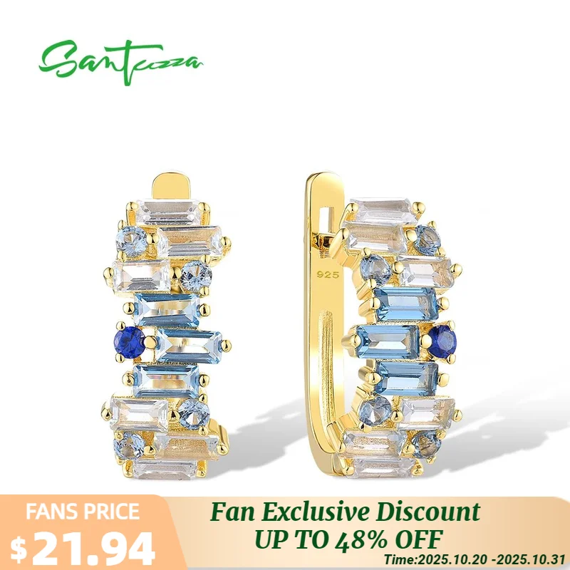 

SANTUZZA серьги из стерлингового серебра 925 пробы для женщин, сверкающие синие серьги-спинели, модные ювелирные украшения на годовщину свадьбы