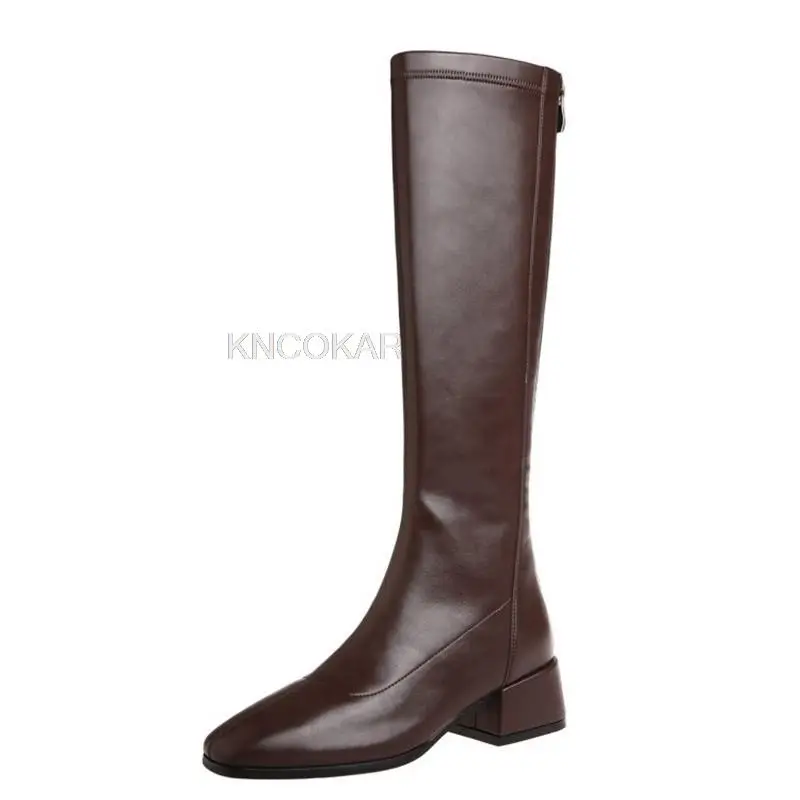 Large Tube Knight Boots Autumn And Winter Korean Version High Tube Thin High Heel Women's Boots Thick Heel But Knee Boots