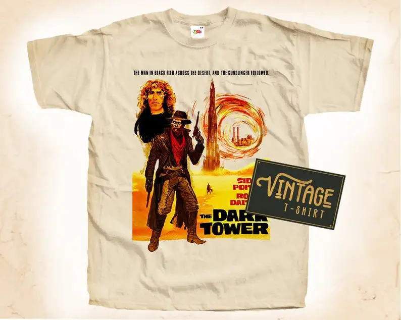 

The Dark Tower T shirt Tee Natural Vintage Cotton Movie Poster Beige All Sizes