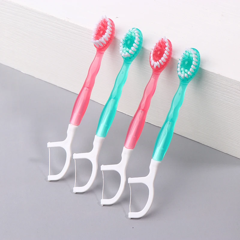 12Pcs/Set Mini Toothbrush Burst Bead Toothbrush Free Floss Portable Oral Care Tool Free Floss Disposable Soft Hair Toothbrushes