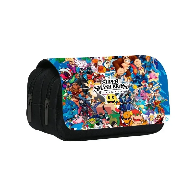 Super Mario Bros Canvas Pencil Bag, Grande capacidade Double Pen Bag, Material escolar, Papelaria, Presentes de aniversário, Anime, Moda