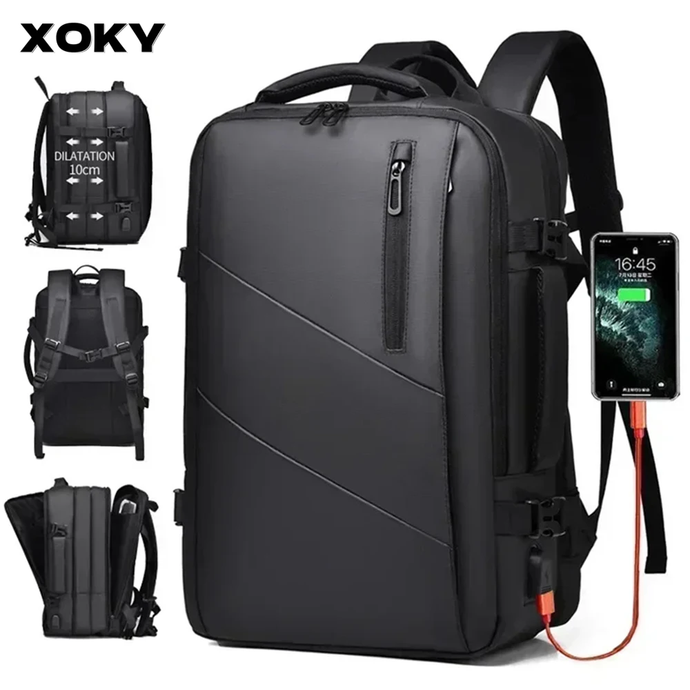 XOKY 18inch Mens Business Laptop Backpack  Quality Large Capacity Backpack Waterproof USB Travel backpacks men camping Mochaila