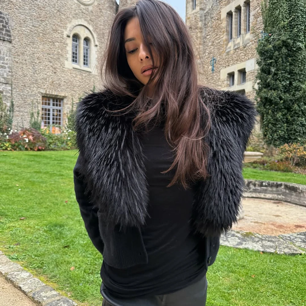 Ticketsx Vintage Plush Knit Sweater Solid Women Button Patchwork Slim Short Cardigan Fashion Female High Street Sweater Cardigan