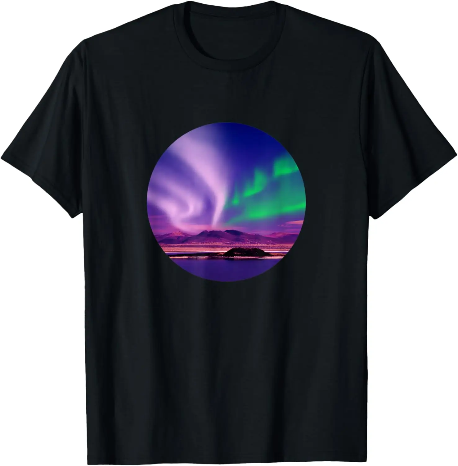 Paars en groen Noorderlicht Alaska T-shirt