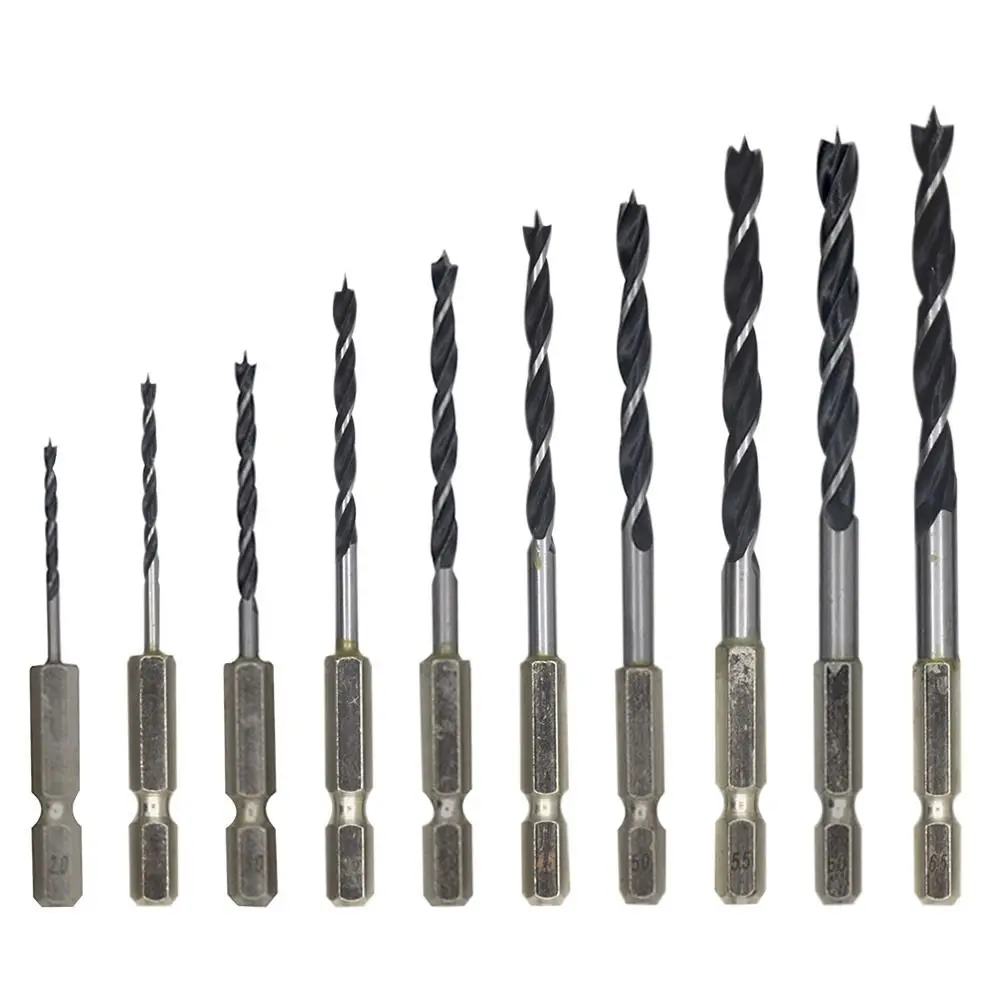 High Efficiency Power Tool Drill Bits Three Pointed High Carbon Steel Hole Opener Hex Handle Twist Drilling Woodworking Tool