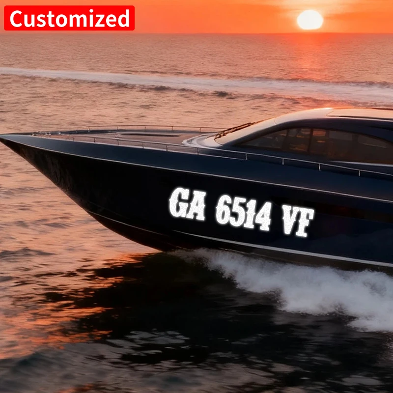 2 Stück/Blatt benutzerdefinierte Schiff Regist Boot Aufkleber wasserdicht für selbstklebende modifizierte Yacht Motorboote Kajaks Auto Vinyl Aufkleber