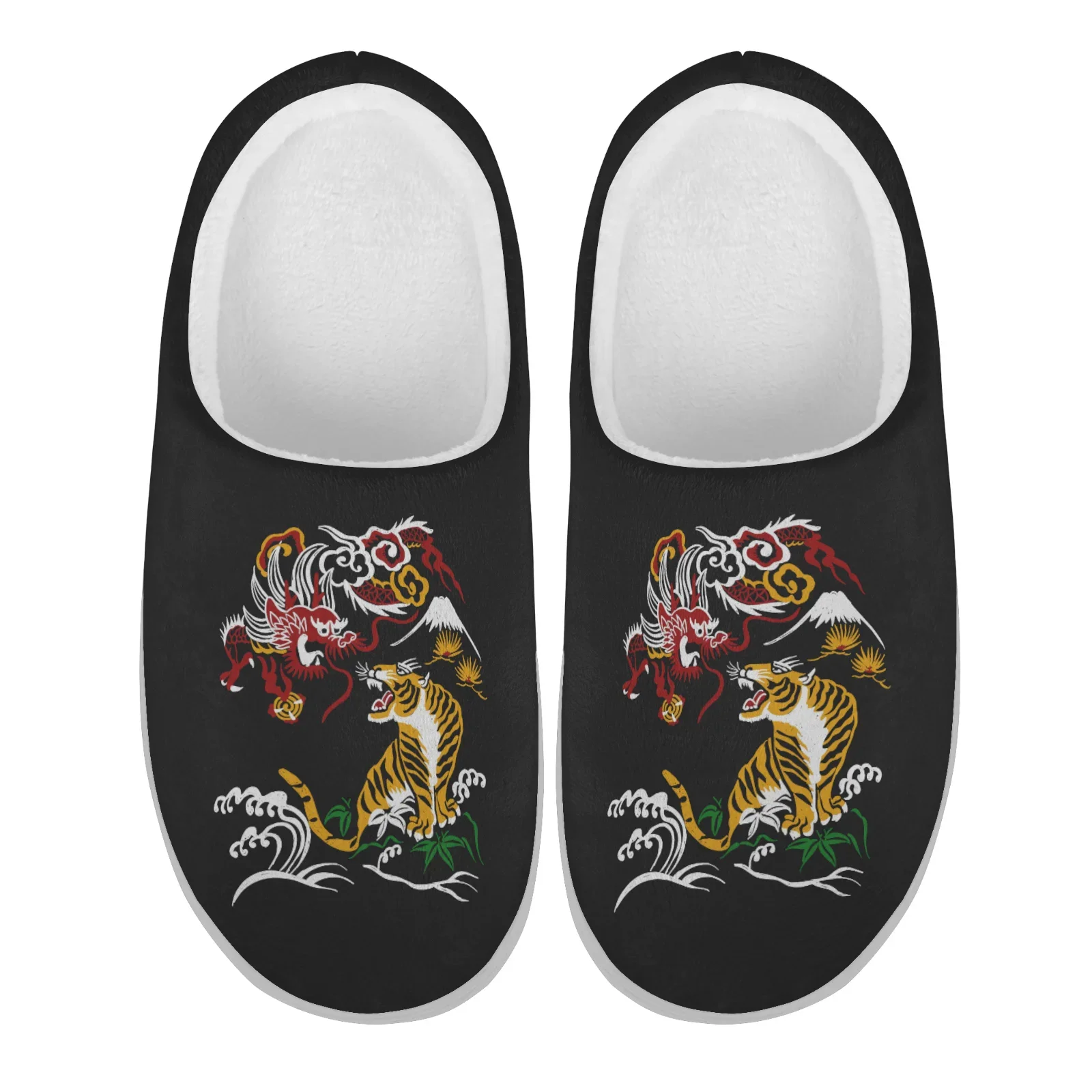 

Домашние тапочки Custom Shoes Dragon Tiger из хлопка, высококачественные плюшевые повседневные теплые тапочки, размеры 35-47