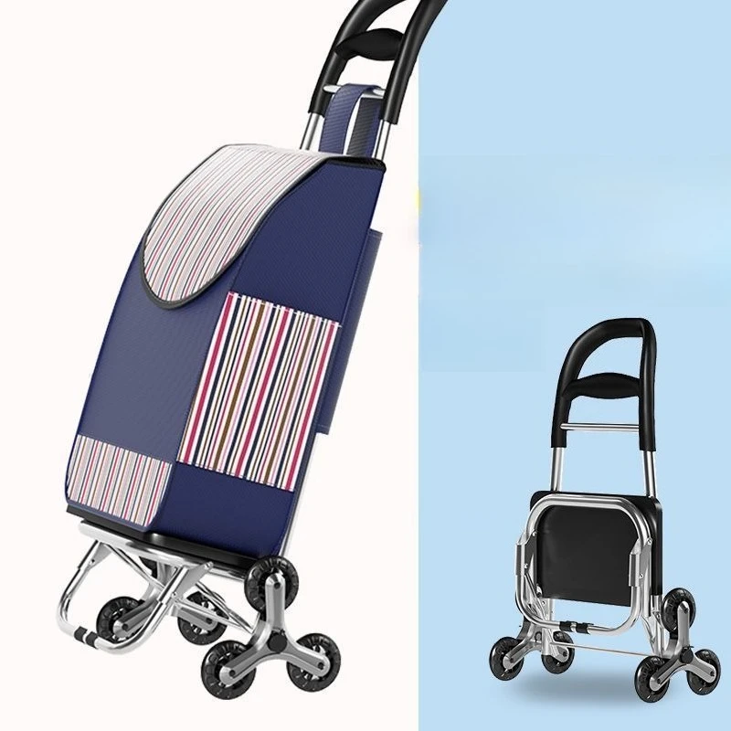 

Folding Garden Cart Heavy Duty Utility Wagon Hand Truck Shopping Trolley Grocery Carrier Elderly Stair Climbing Wheels Portable