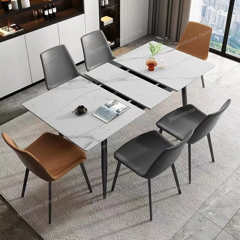 

Nordic Extendable Rock Slab Dining Table Multifunctional Luxury Foldable and Stretchable Table Kitchen Restaurant Furniture