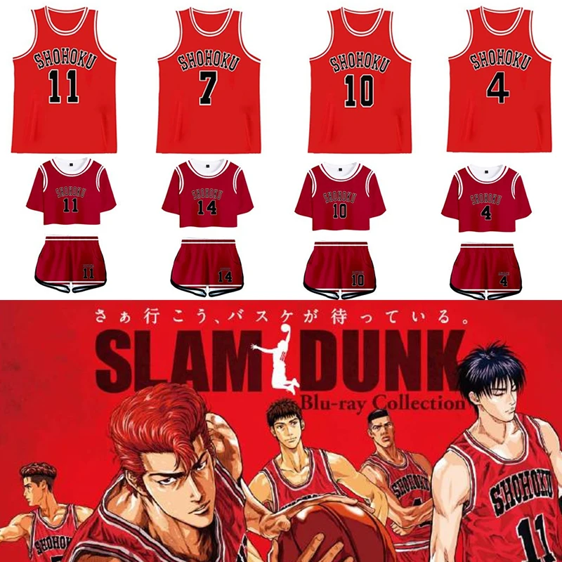 

Anime Jersey Basketball Vest Shorts Cosplay Costume Shohoku Hanamichi Sakuragi Kaede Rukawa Sleeveless Summer Sportswear