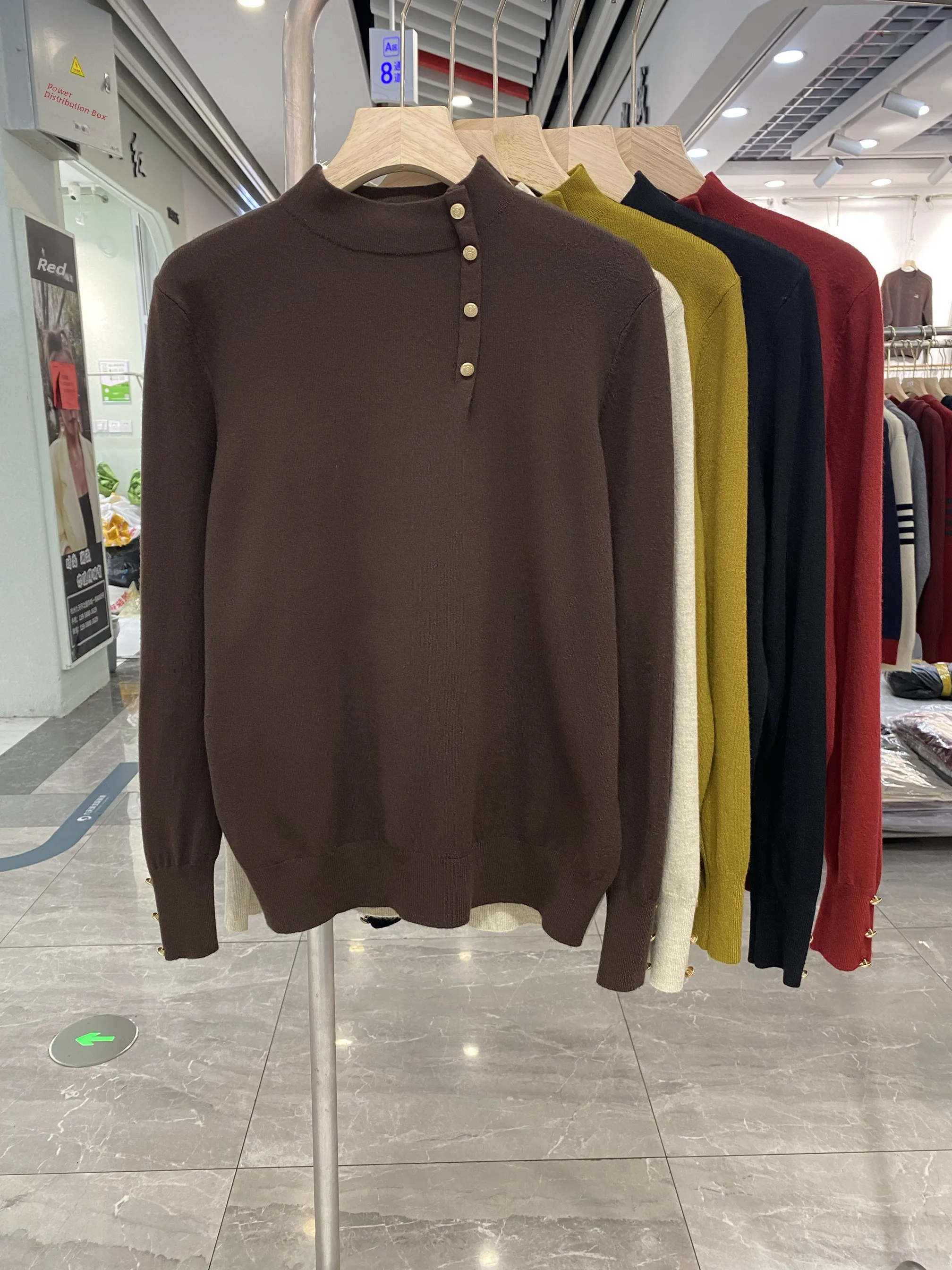 فضفاض محبوك f عالية الياقة سترة المرأة الخريف الشتاء Faionable الياقة المدورة طويلة Sve ملابس داخلية مريحة غير رسمية