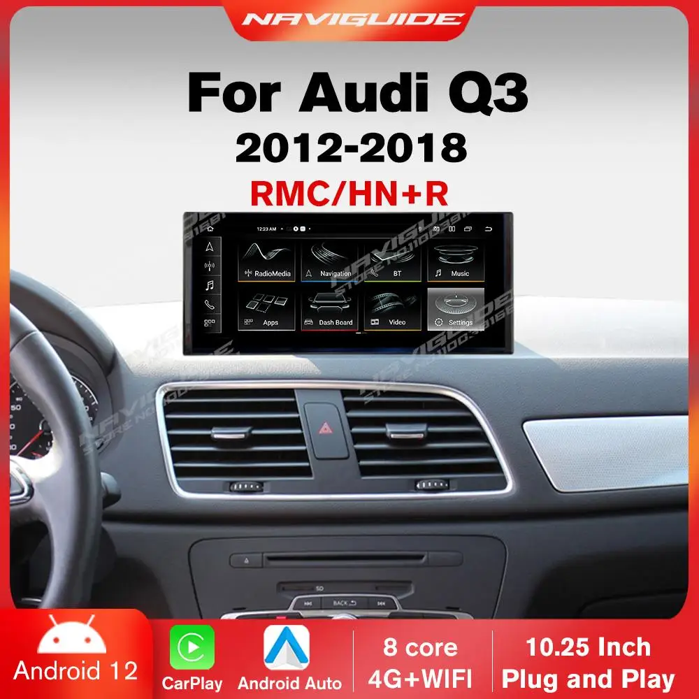 

NAVIGUIDE Android 12 Car Radio for Audi Q3 LHD 2012-2018 RMC HN+R CarPlay GPS Navigation Multimedia Player 4G+128G Autoradio BT