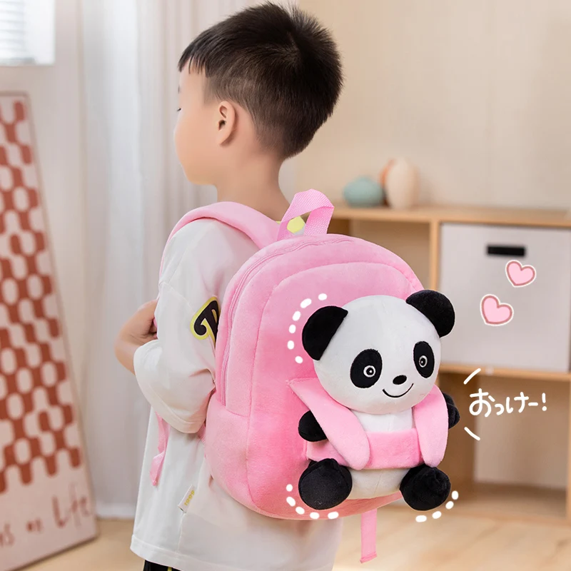 Cartoon Cute Panda Plush Backpack Kawaii Soft Animal Plushies Toys Doll for Children Kids Lovely School Bag Birthday Xmas Gifts