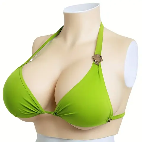 Silicone Breast Forms for Men - Large Fake Boobs Cup Crossdress Transgender Drag Queen Cosplay Plump Soft Shake Adjustable Plate