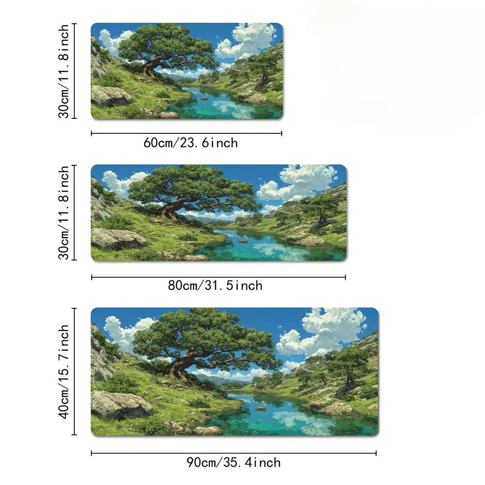 マウスパッド デスクマット ウォームタウンデザイン マウスパッド ステッチエッジ付き 滑り止めゴムベース キーパッド 拡張パッド ゲームマット