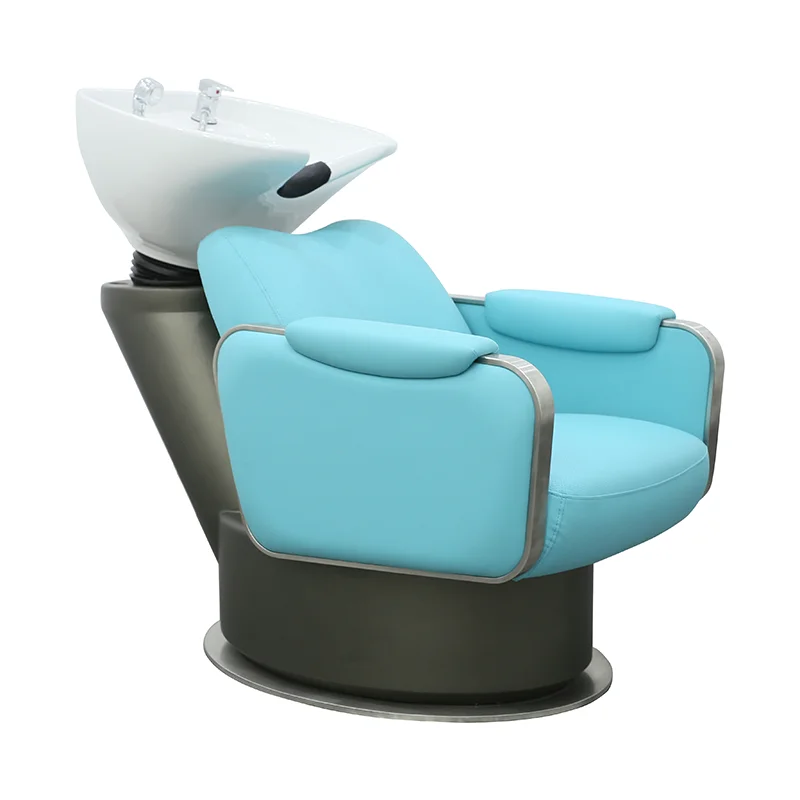 qk-New Design Multifunction Reclining Beauty Salon Shampoo Luxury Barbershop Furniture Heating Washing Chair with Ventilation@