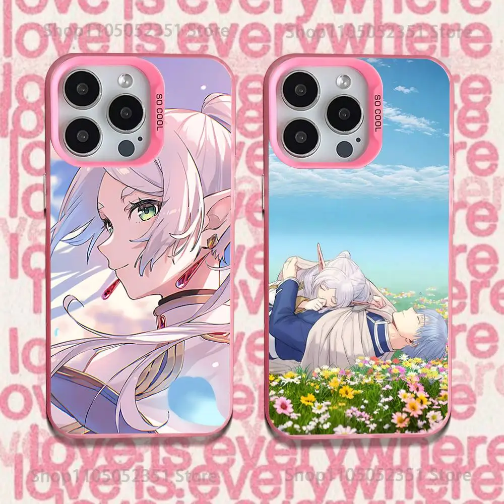 

F-Frieren Beyond Journey-s End Phone Case For iPhone 16,15,14,13,12,11,Pro,XS,Max,Plus,Mini,SE Pink Candy Matte Shockproof Cover
