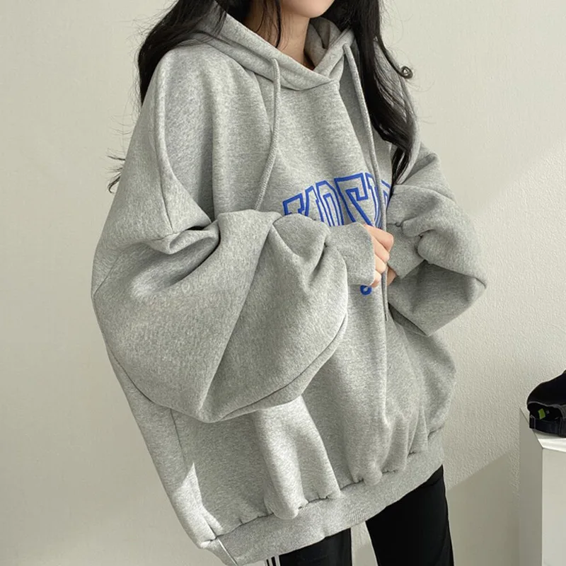 2023 Winter Female Casual  Long Sleeve Letter Print Sweatshirts Autumn Women's Young Style Fashion Loose Fit Hoodies Top