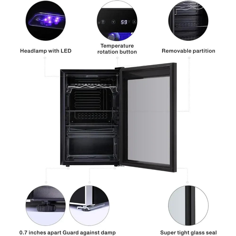 

36 Bottle Wine Cooler/Cabinet BeverageRefrigerator Small Mini Wine Cellar Beer Soda Bar Fridge Quiet Operation Compressor Adjus