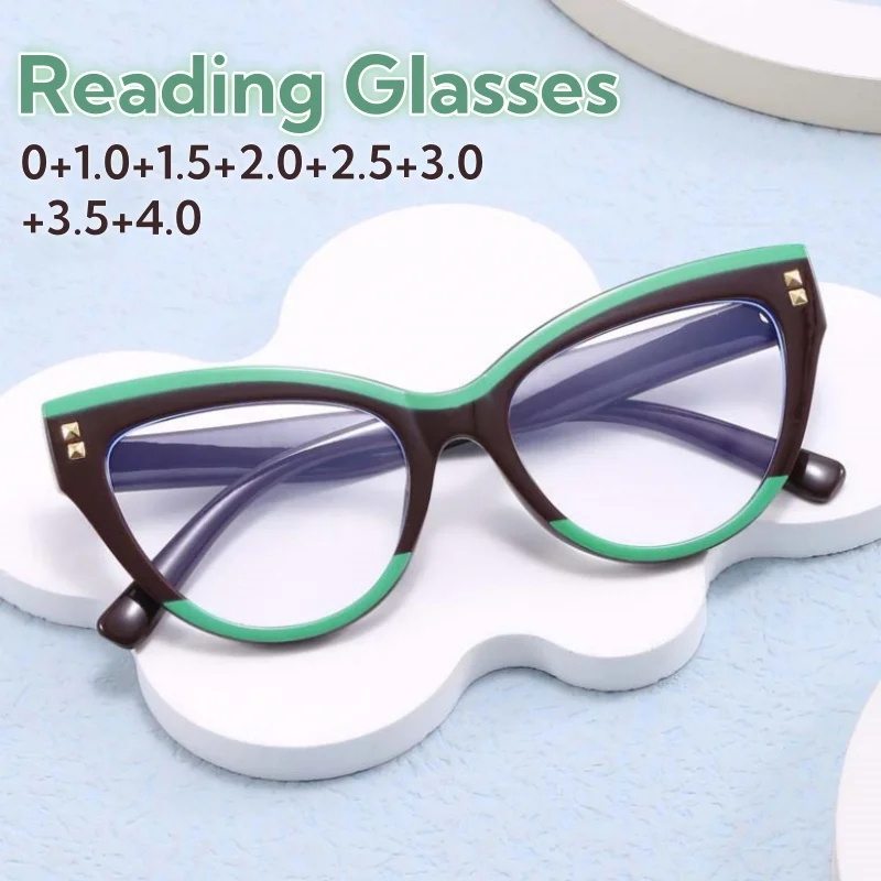 

Fashionable and Versatile Cat-eye Reading Glasses HD Eye Protection Ultra Light Durable Anti-Blue Light Clear Lens Eyeglasses