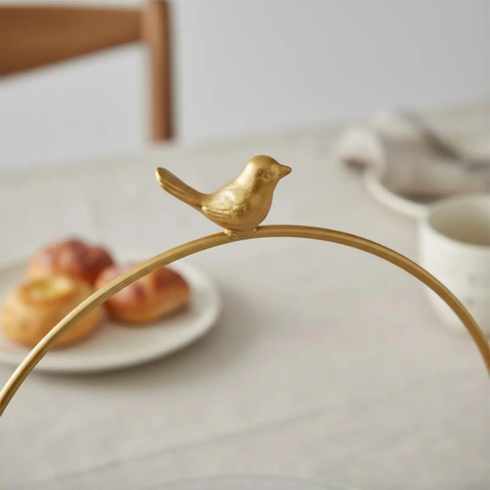 Gold Bird Cake Stand Elegant Home Decor Metal Frame for Vanity, Party