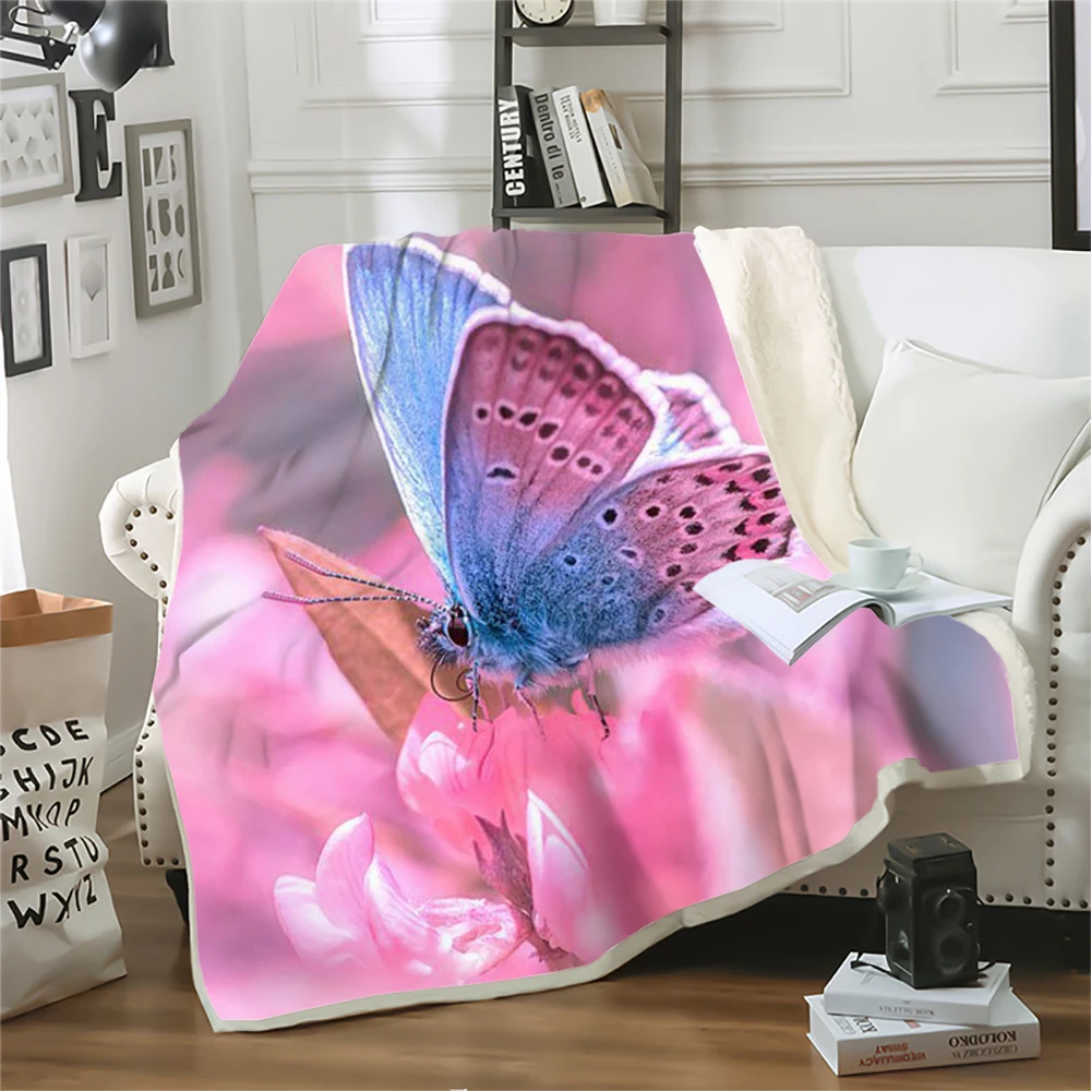 CLOOCL New Fashion Blanket Insect Butterfly Daisy 3D Print Throw Blankets Child Adult Sherpa Quilts for Sofa 5 Size Portable