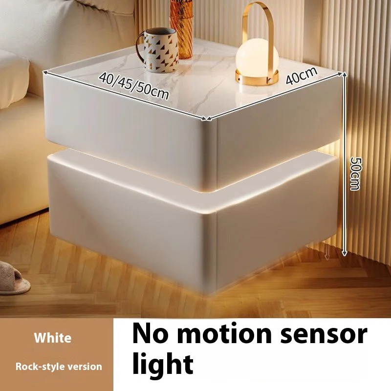 طاولة سرير ذكية حديثة وبسيطة من الخشب الصلب مع بلوتوث شحن لاسلكي فاخر متعدد الوظائف لغرفة النوم أو غرفة المعيشة