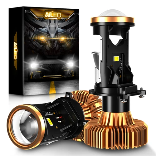 AILEO H4 9003/HB2 bombillas de faros Led Canbus 20000LM con Mini lente de proyector para coche motocicleta 6500K lámparas blancas haz alto/bajo
