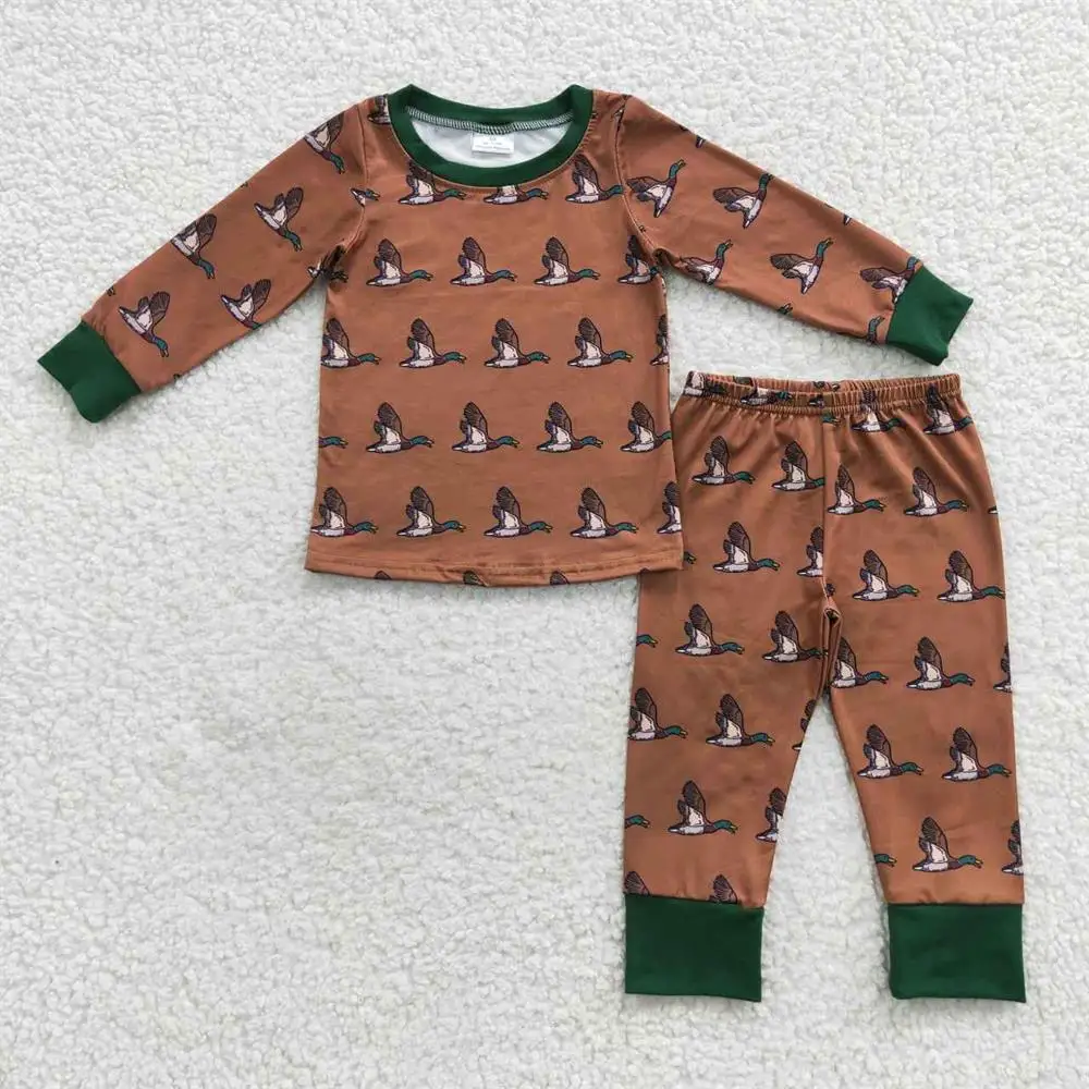 

Wholesale Children Spring Fall Long Sleeves T-shirts Tee Sleepwear Ducks Pants Kid Outfit Toddler Pajamas Baby Boy Nightwear Set