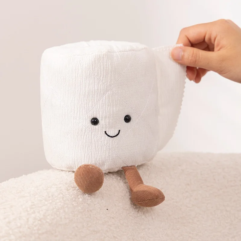 Apricot Lamb  15cm Toilet Paper Modeling Doll Roll Paper Creative Funny Cute Doll Bag Pendant Plush Pet Toy Gift