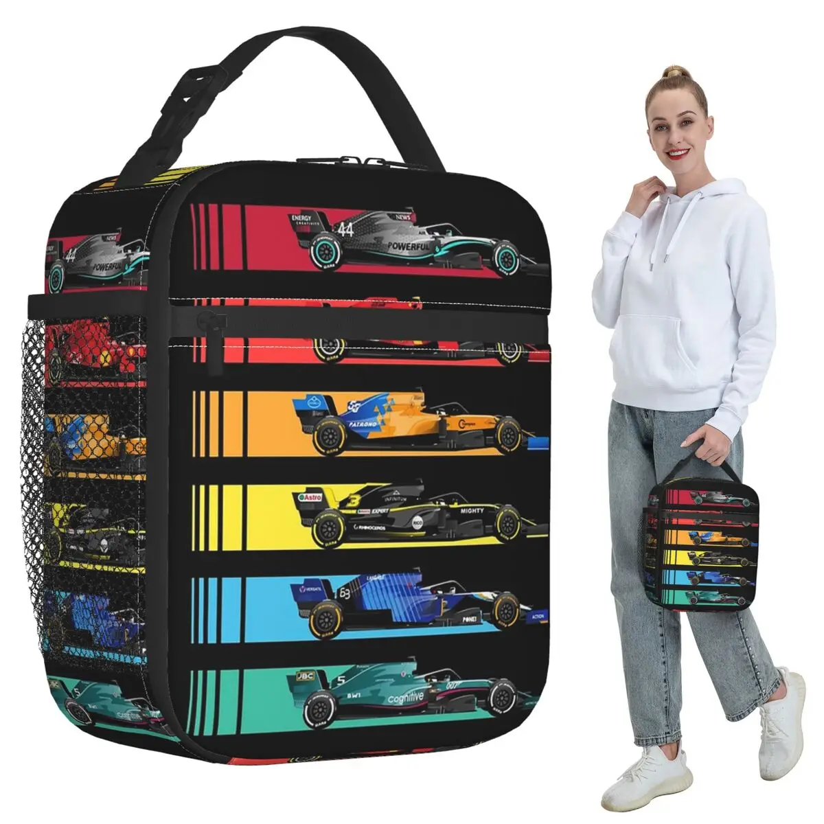

Formula Racing Cars 2023 Insulated Lunch Bag for Kids School Cooler Thermal Food Box Tote Portable Lunch Boxes Container