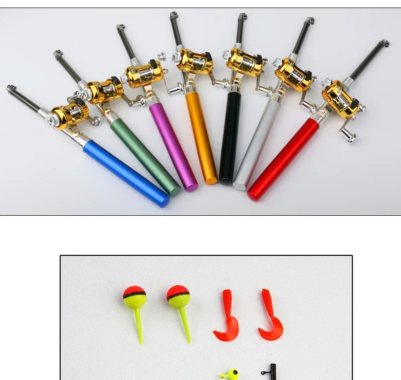 [Zubehör für Angelruten rollen] Tragbare Taschen-Teleskop-Angelrute rolle Full Kit Stift form Stange 96cm für Angel anfänger – Detail 12