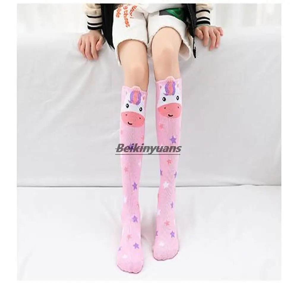 

New spring and autumn stereo ear animal cartoon children's socks cotton knee girls calf socks